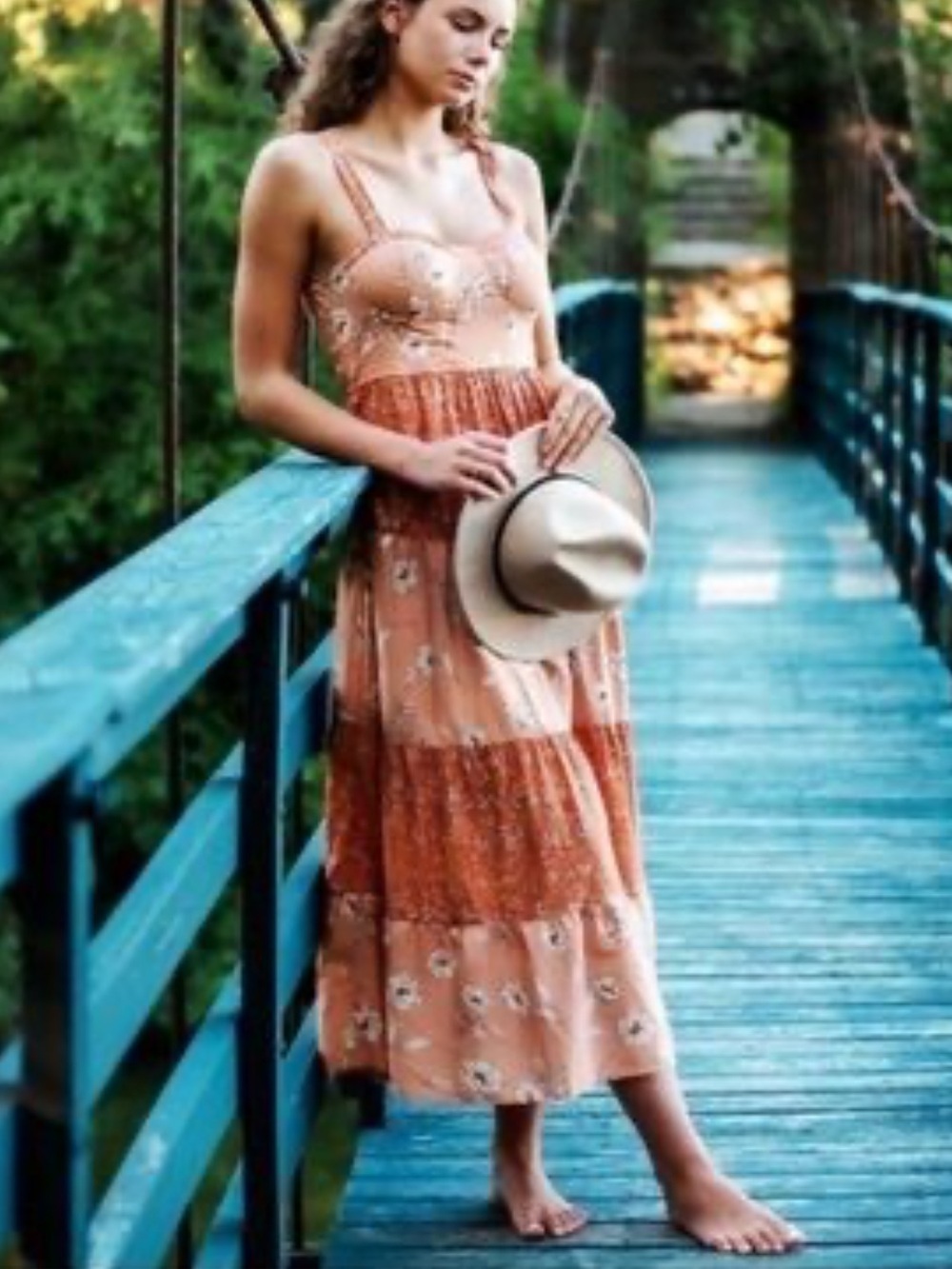 NWOT Band of the Free Boho Floral Maxi Dress with Corset Top Size XS